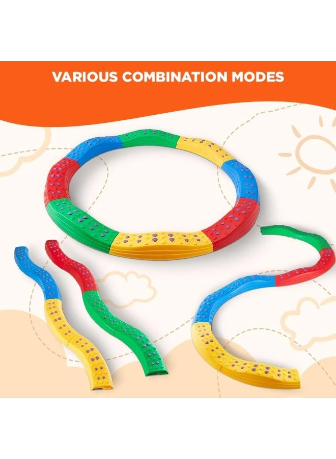 abley's Therapeutic Balance Beam Set, Rainbow Colors, Indoor Sensory Play Equipment, Multi-Section Curved Walking Path for Kids Development, Set of 8 - Image 5